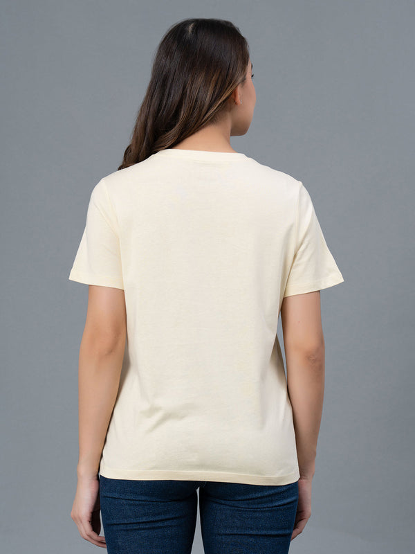 Redtape Casual Cotton T-Shirt For Women Pale Yellow