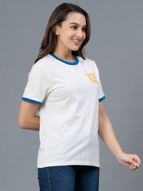 Redtape Casual Graphic Print T-Shirt For Women White