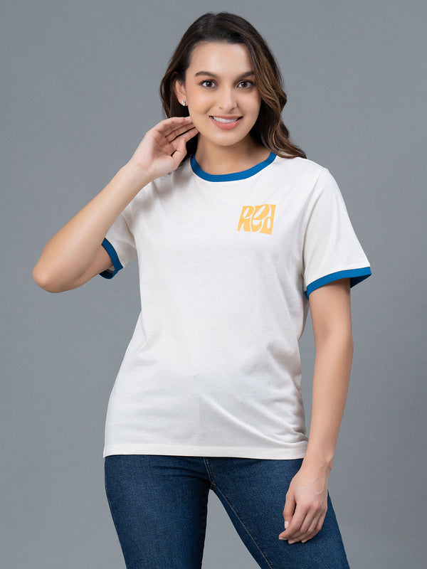 redtape Casual Graphic Print T-Shirt for Women White