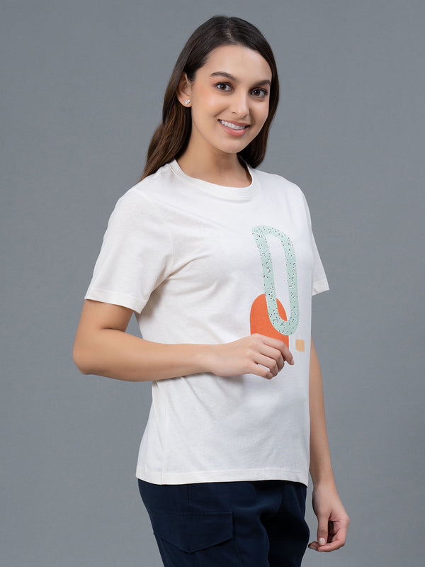 Redtape Casual Half Sleeves Cotton T-Shirt For Women White