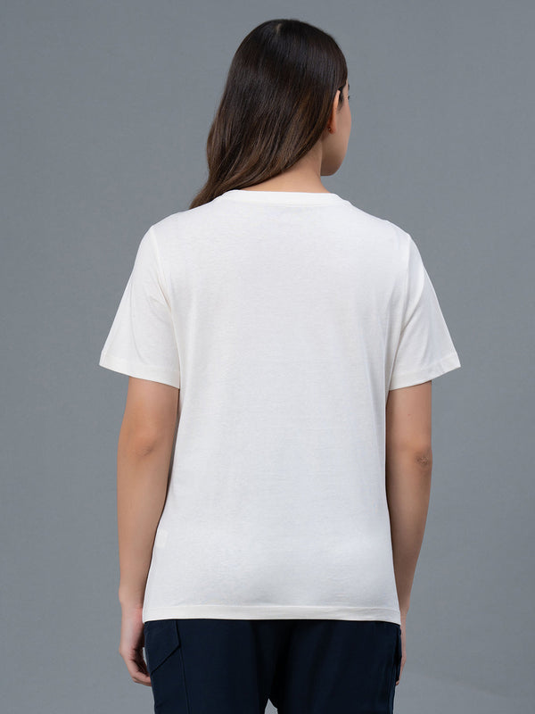 Redtape Casual Half Sleeves Cotton T-Shirt For Women White
