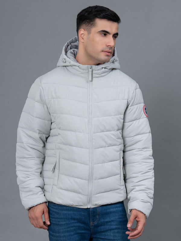 redtape Casual Padded Jacket with Hood for Men Light Grey