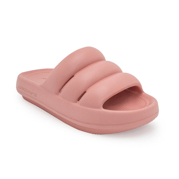 Redtape Casual Sliders For Women | Refined Round-Toe Shape With A Relaxing Slip-On Support Salmon