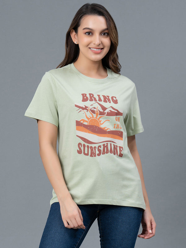 Redtape Comfortable Cotton T-Shirt For Women Light Green