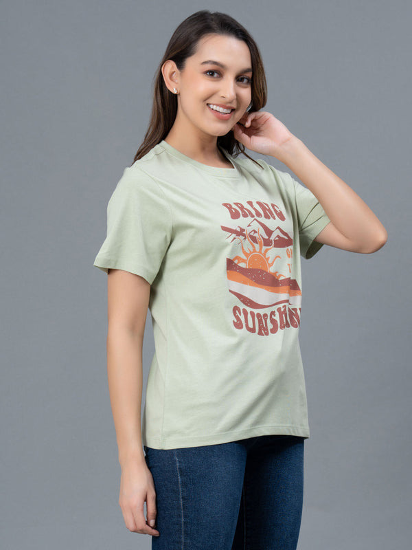 Redtape Comfortable Cotton T-Shirt For Women Light Green