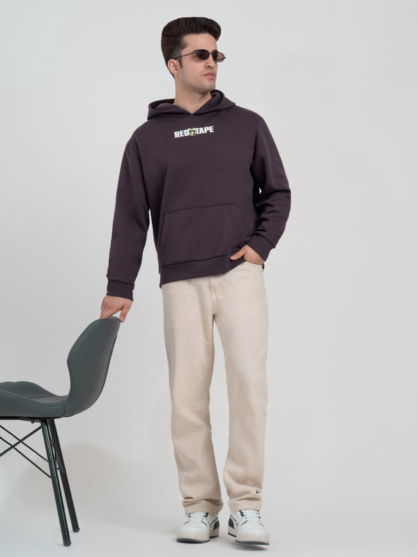 Redtape Deep Purple Graphic Winter Hoodie For Men | Casual Winter Comfort Deep Purple