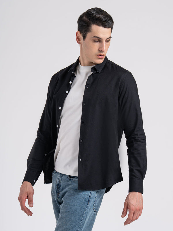 Redtape Dobby Button-Down Formal Shirt For Men Black
