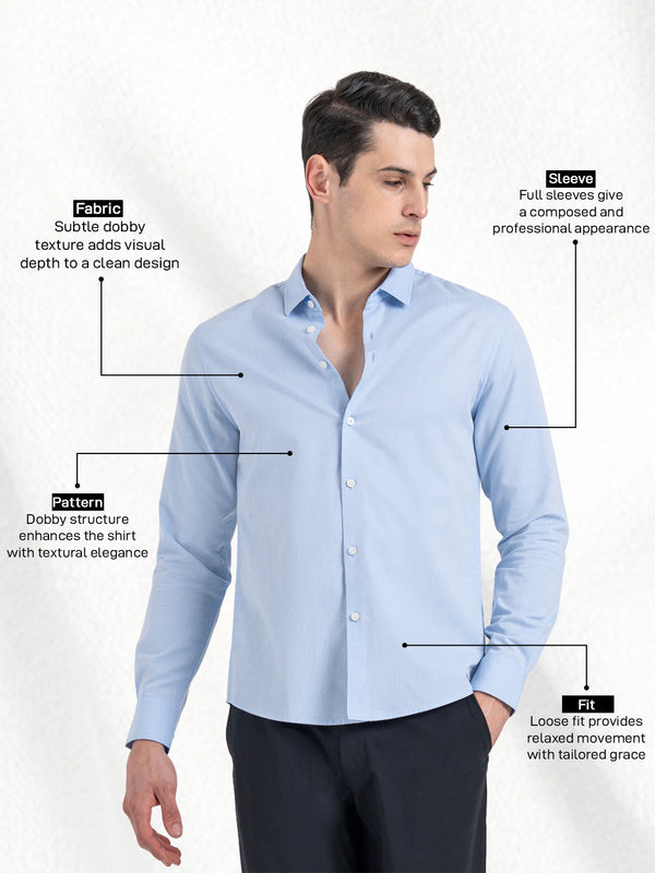 Redtape Dobby Button-Down Formal Shirt For Men Blue