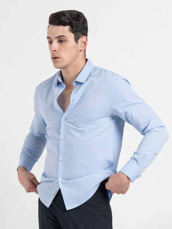 Redtape Dobby Button-Down Formal Shirt For Men Blue