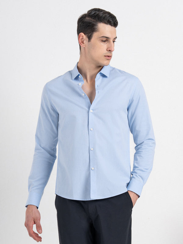 redtape Dobby Button-Down Formal Shirt for Men Blue