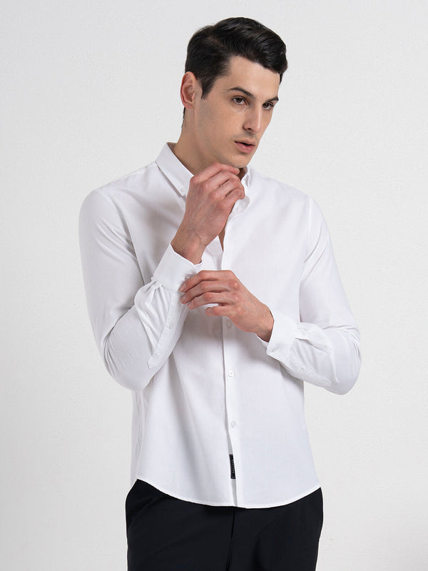 Redtape Dobby Button-Down Formal Shirt For Men White