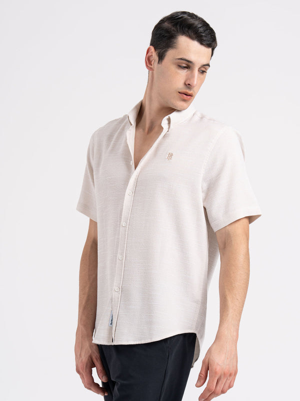 Redtape Dobby Half Slevee Button Down Shirt For Men Ecru