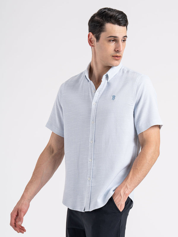 Redtape Dobby Half Slevee Button Down Shirt For Men Light Blue