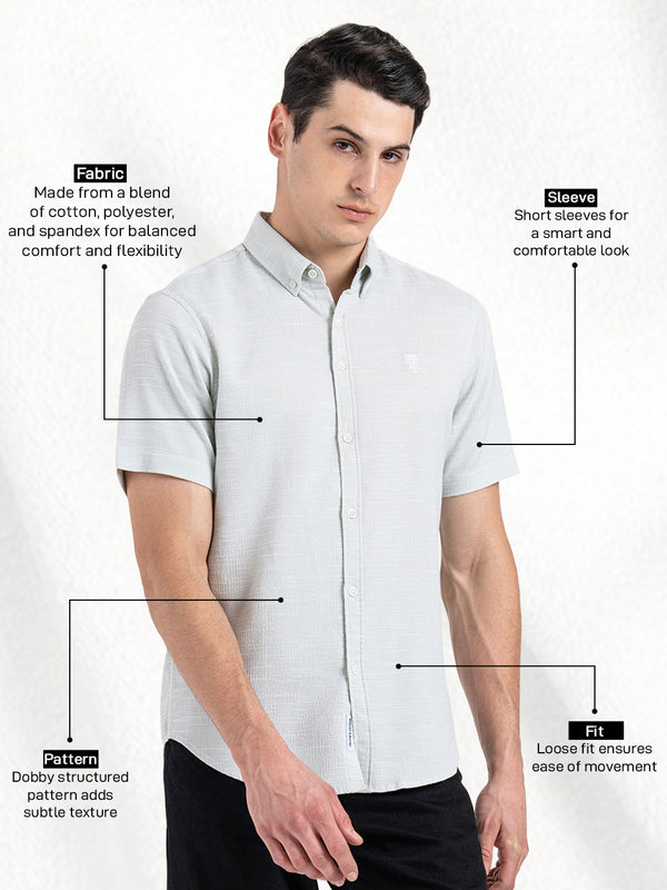 Redtape Dobby Half Slevee Button Down Shirt For Men Pastel Green