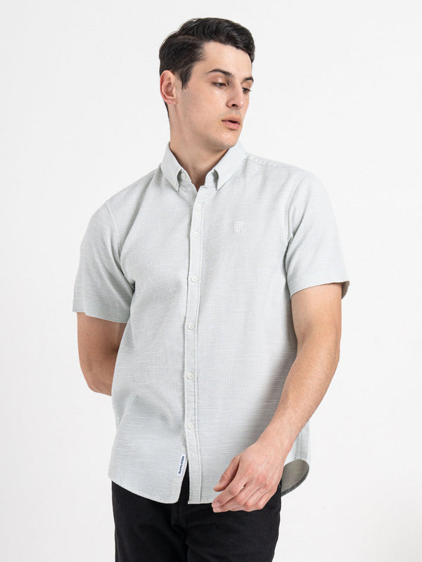 Redtape Dobby Half Slevee Button Down Shirt For Men | Your Go To For Comfort And Style Pastel Green