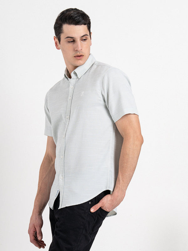 Redtape Dobby Half Slevee Button Down Shirt For Men | Your Go To For Comfort And Style Pastel Green