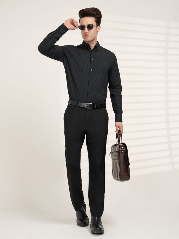 Redtape Full Sleeve Black Dobby Shirt For Men | Refined Formal Elegance Black