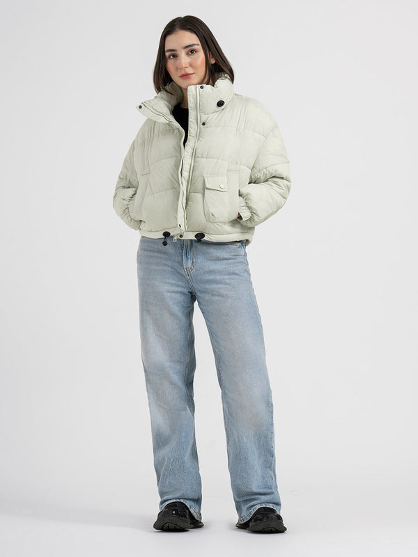 redtape Green Bomber Jacket for Women | Stylish Winter Essential Pastel Green