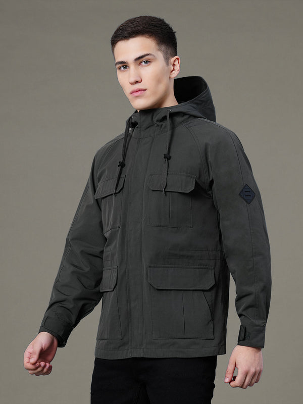 Redtape Hooded Four Pocket Jacket For Men Dark Olive