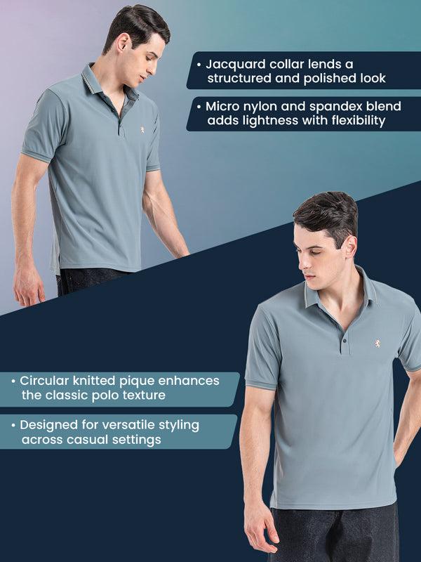 Redtape Jacquard Collar Polo T-Shirt For Men Stone Blue