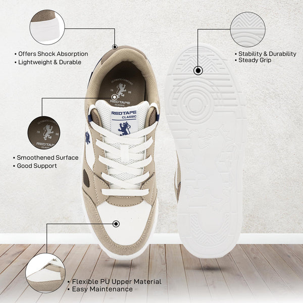 Redtape Lifestyle Sneaker Shoes For Men Beige/White