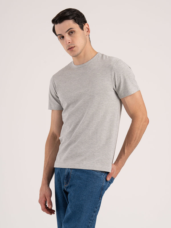 Redtape Melange Round Neck T-Shirt For Men Grey Melange