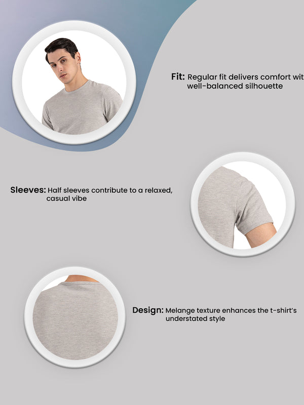 Redtape Melange Round Neck T-Shirt For Men Grey Melange