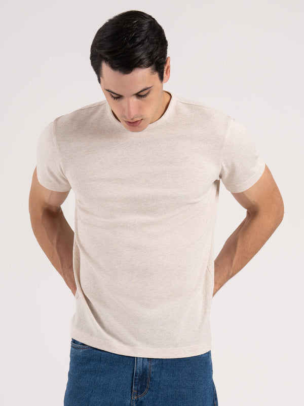 Redtape Melange Round Neck T-Shirt For Men Sand Melange