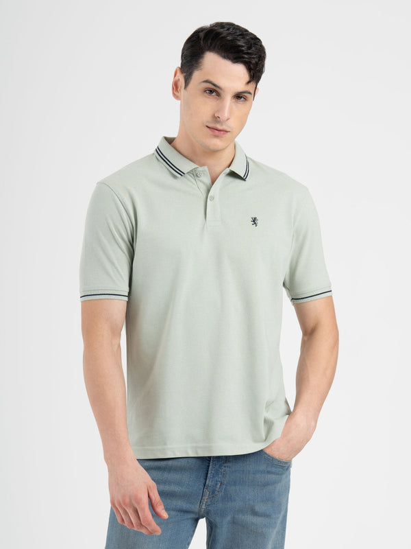 Redtape Men Pastel Green Polo Neck Cotton Polyester Solid T-Shirt Pastel Green