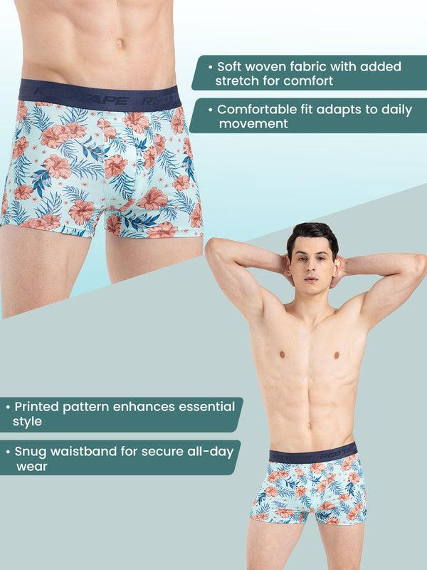 Redtape Men’s Aqua Printed Elasticated Polyester Stretched Woven Trunk Aqua