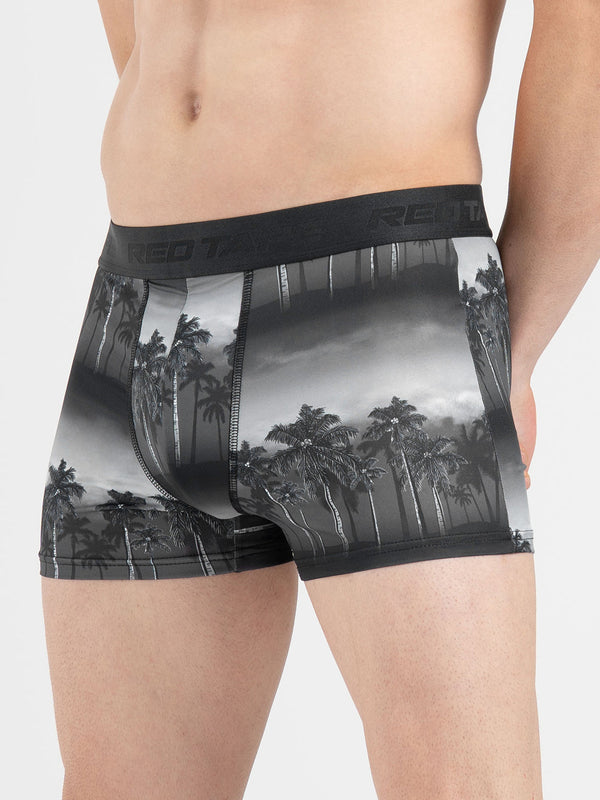 Redtape Men’s Ash Black Printed Elasticated Polyester Stretched Woven Trunk Ash Black