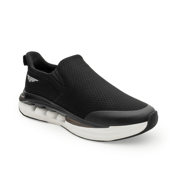 redtape Men's Black and White Walking Slip-On Shoes Black/White