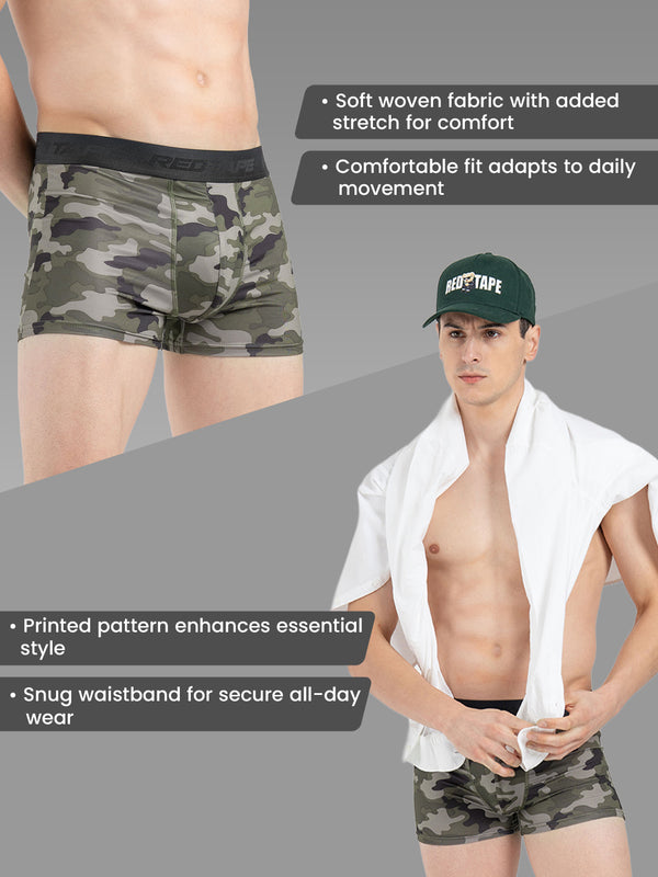 Redtape Men’s Black Camo Printed Elasticated Polyester Stretched Woven Trunk Black Camo
