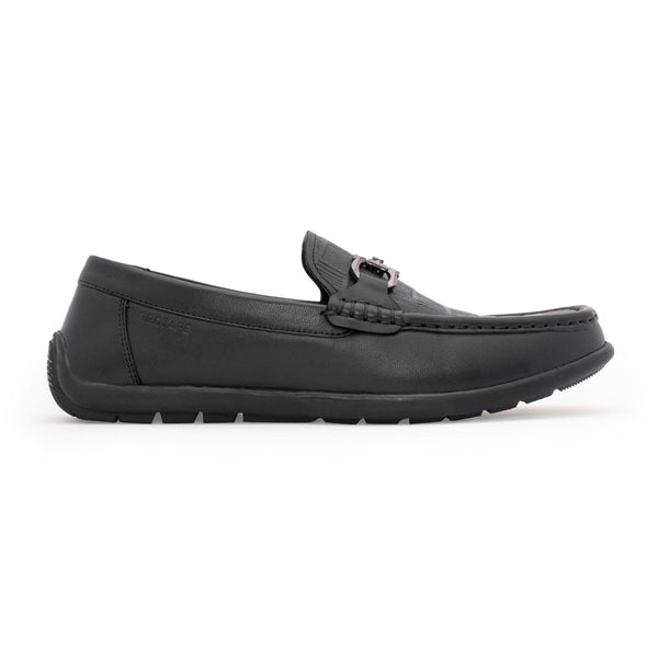 Redtape Men's Black Leather Moccasins For Classic Formal Sophistication Black