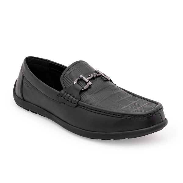 redtape Men's Black Leather Moccasins for Classic Formal Sophistication Black