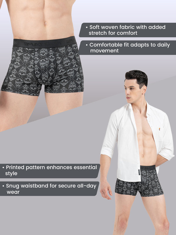 Redtape Men’s Black Printed Elasticated Polyester Stretched Woven Trunk Black