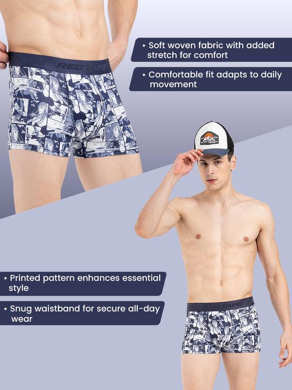 Redtape Men’s Black Printed Elasticated Polyester Stretched Woven Trunk Black