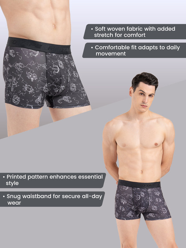 Redtape Men’s Black Printed Elasticated Polyester Stretched Woven Trunk Black