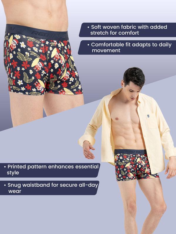 Redtape Men’s Black Printed Elasticated Polyester Stretched Woven Trunk Black