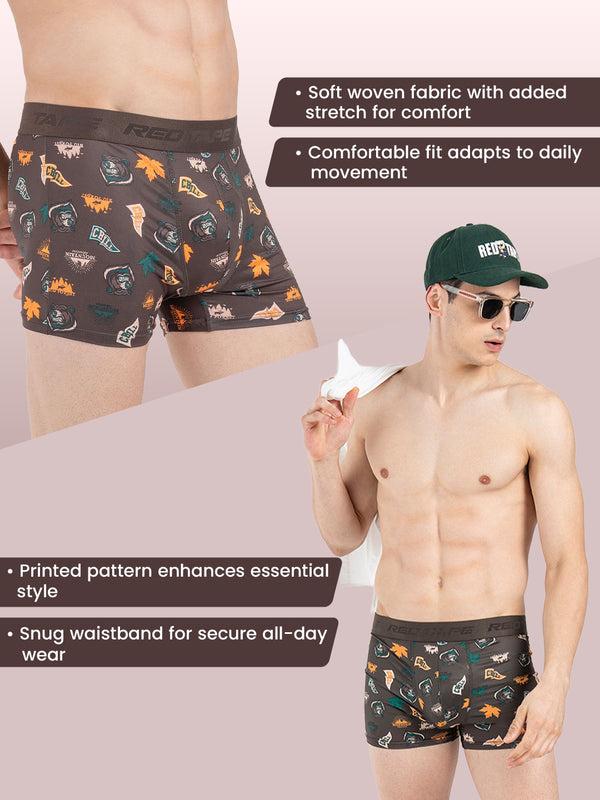 Redtape Men’s Black Printed Elasticated Polyester Stretched Woven Trunk Black