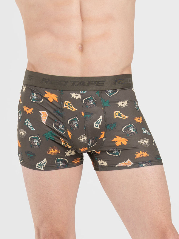 redtape Men’s Black Printed Elasticated Polyester Stretched Woven Trunk Black