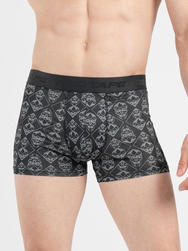 redtape Men’s Black Printed Elasticated Polyester Stretched Woven Trunk Black