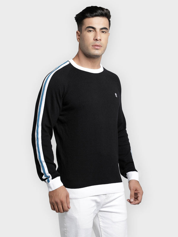 Redtape Men's Black Solid Pure Cotton Sweater Black