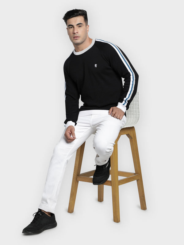Redtape Men's Black Solid Pure Cotton Sweater Black