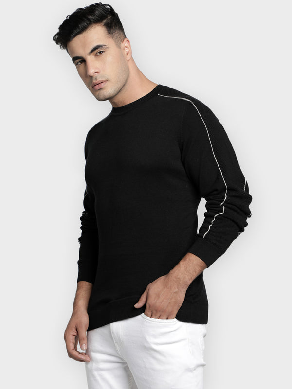 Redtape Men's Black Solid Pure Cotton Sweater Black