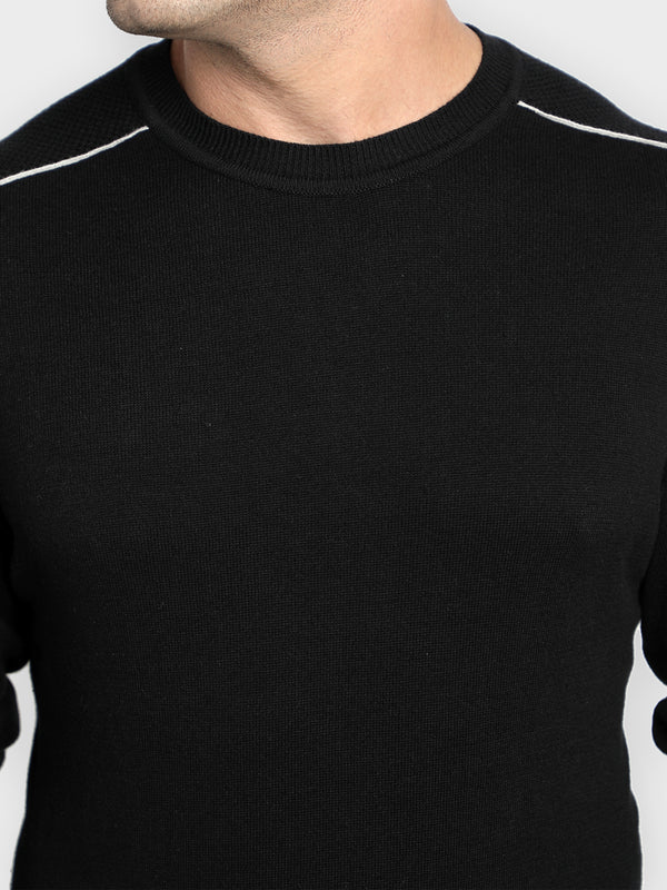 Redtape Men's Black Solid Pure Cotton Sweater Black