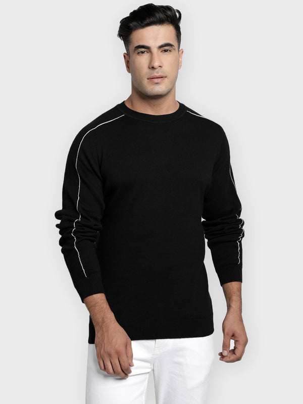 redtape Men's Black Solid Pure Cotton Sweater Black