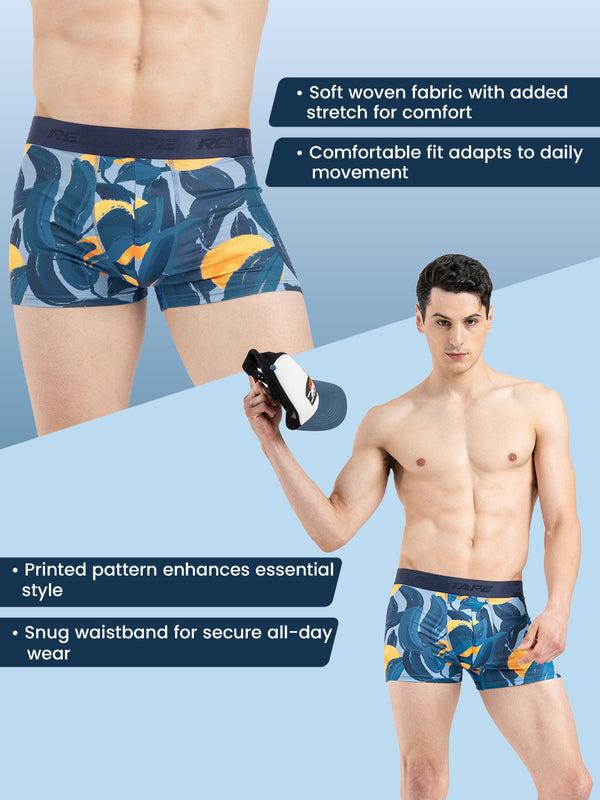 Redtape Men’s Blue Printed Elasticated Polyester Stretched Woven Trunk Blue