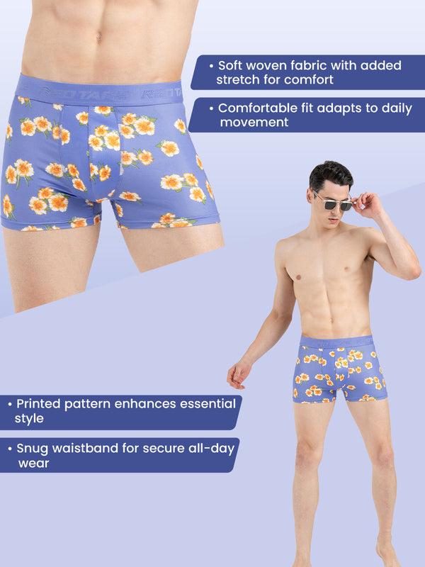 Redtape Men’s Blue Printed Elasticated Polyester Stretched Woven Trunk Blue