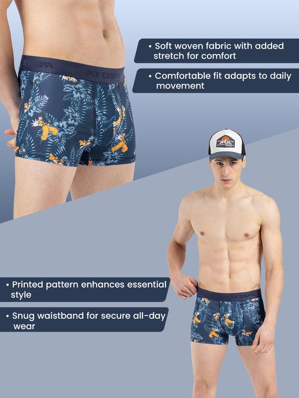 Redtape Men’s Blue Printed Elasticated Polyester Stretched Woven Trunk Blue